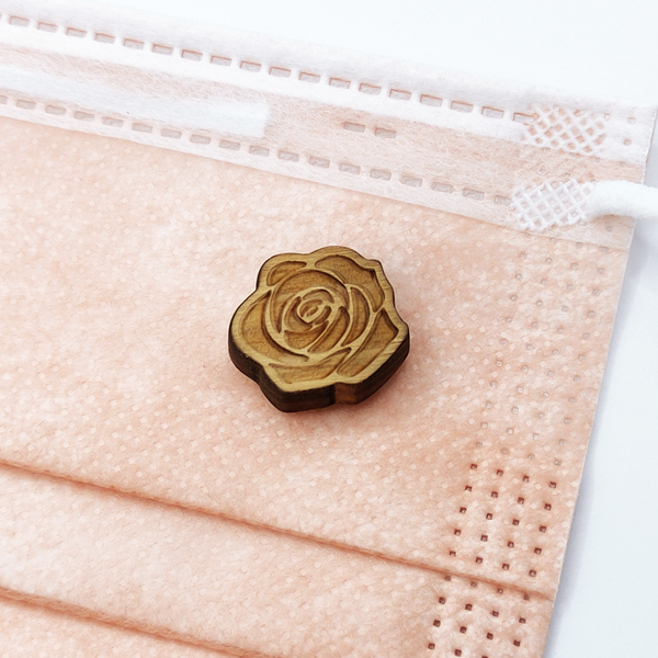 原木口罩磁扣-玫瑰花 1
