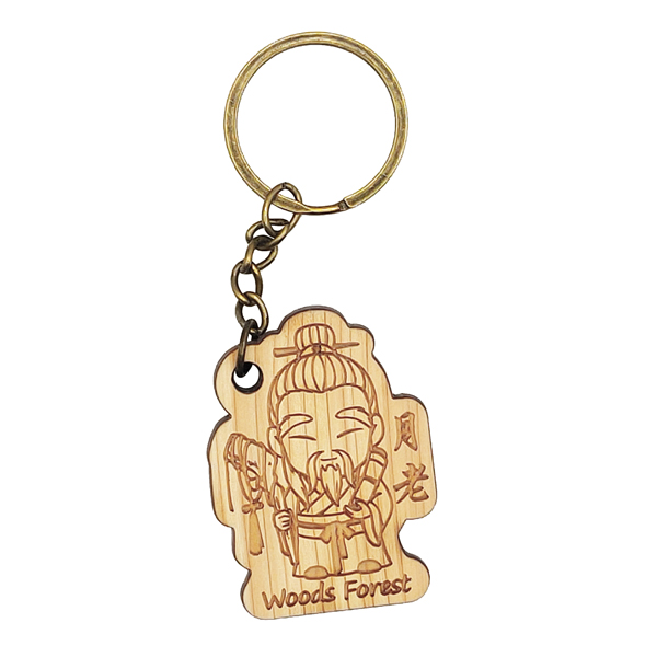 原木鑰匙圈-Q月老 1