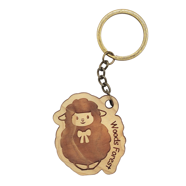 原木鑰匙圈-Q羊 1