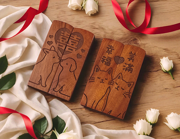 紫檀情侶/結婚對章禮盒 貓咪狗狗款 3