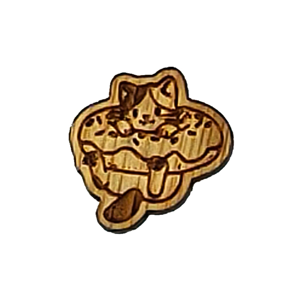 原木口罩磁扣-甜甜圈貓