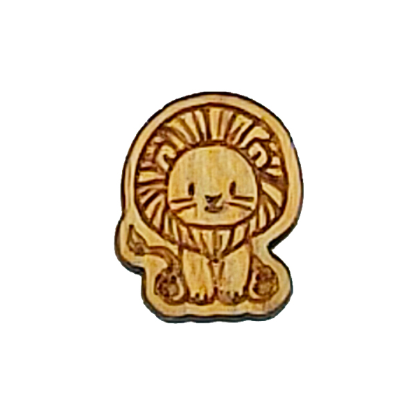 原木口罩磁扣-Q獅子